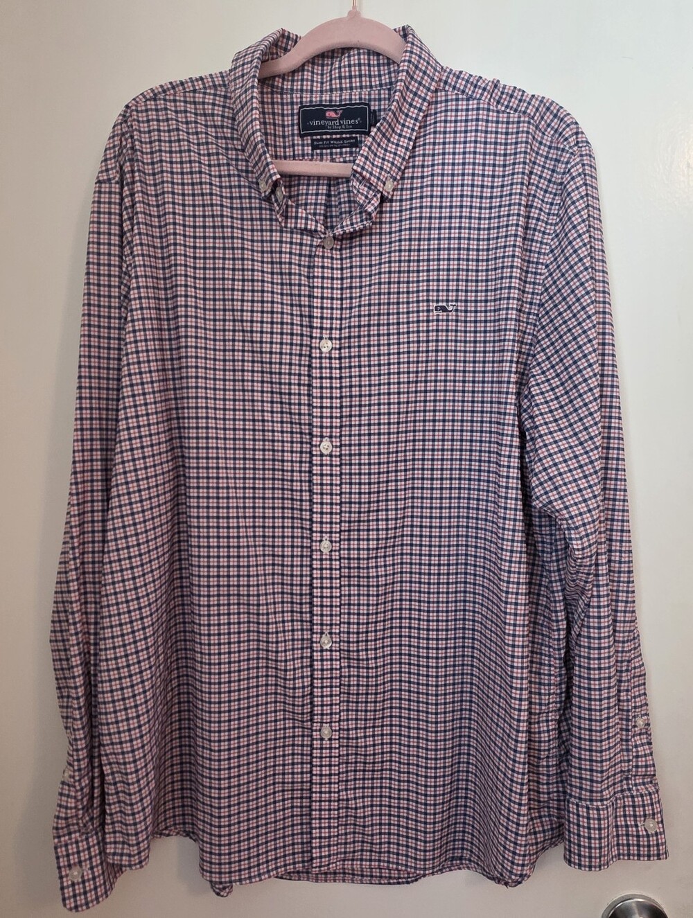 Vineyard Vines Slim Fit Shirt XXL Red White Blue Check Button Down 4th of July